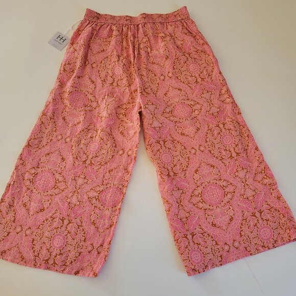 NWT Haute Hippie 100% Linen Wide Leg Pants Floral Boho Resort Pink Orange XL - Picture 4 of 7